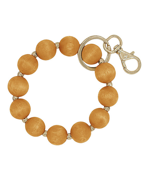 18mm Wood Beads & CCB Key Ring