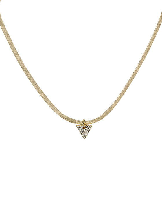 Triangle Pave Charm Snake Chain Necklace