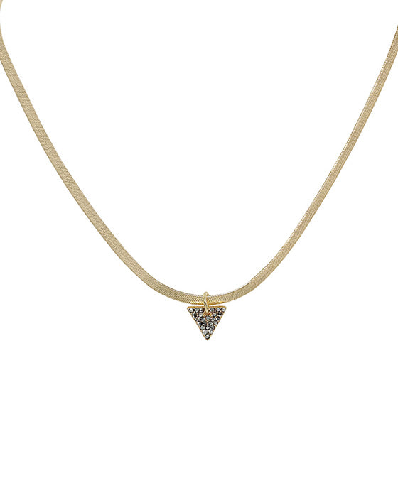 Triangle Pave Charm Snake Chain Necklace