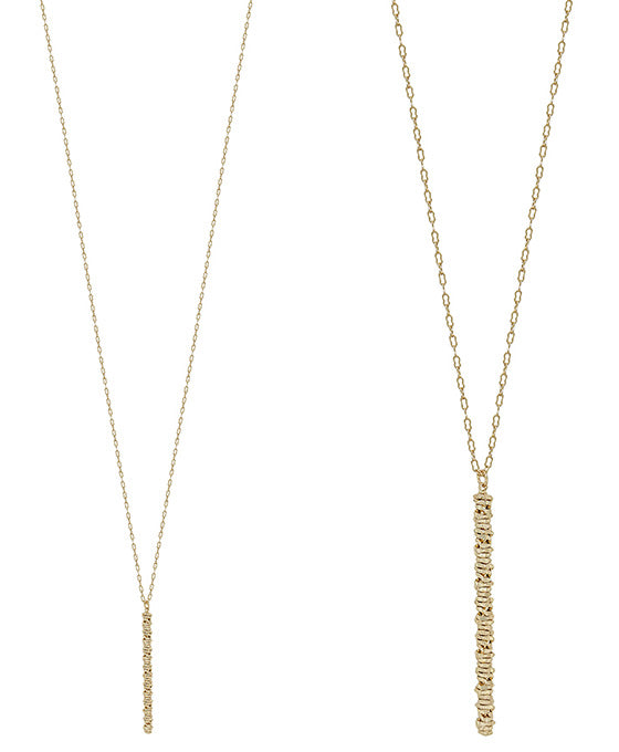 2 Inches Textured Metal Bar Necklace