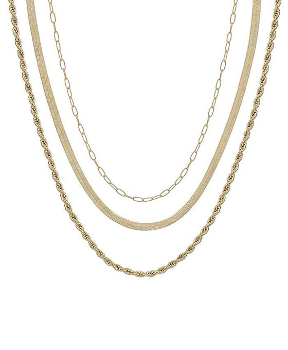 Twisted Chain & Snake Chain 3 Layer Short Necklace