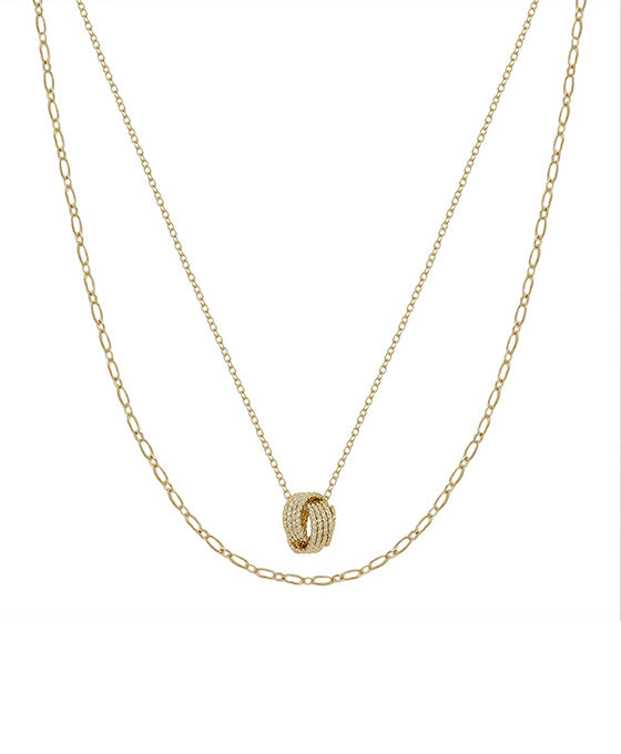 Double Round Pendant Chain Layer Short Necklace