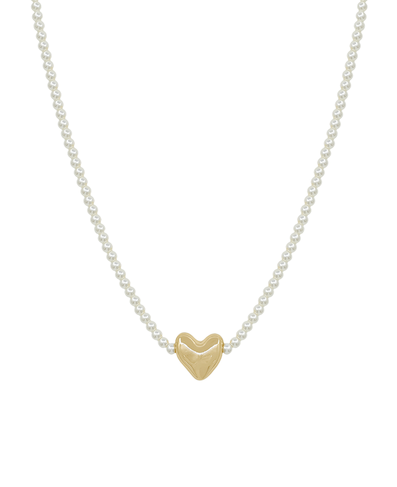 3mm Pearl w/ Heart Short Necklace