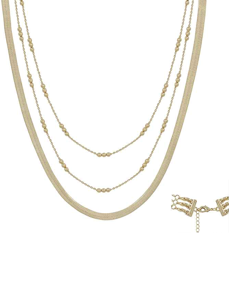 Layered Snake & CCB Chain Short Necklace