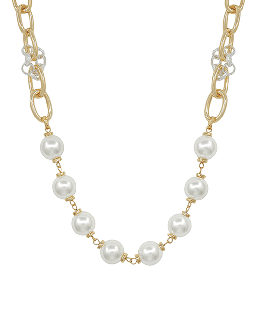 12mm Pearl Linked Chain Short Necklace