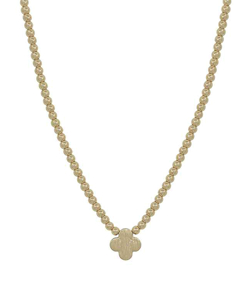 4mm CCB Body w/ Metal Clover Short Necklace