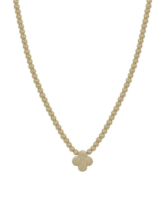 4mm CCB Body w/ Metal Clover Short Necklace