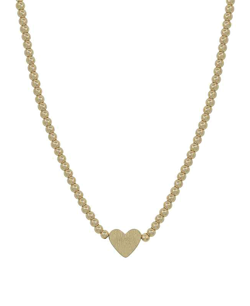 4mm CCB Body w/ Metal Heart Short Necklace