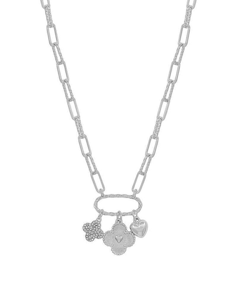 Clover & Heart Pendant Short Necklace