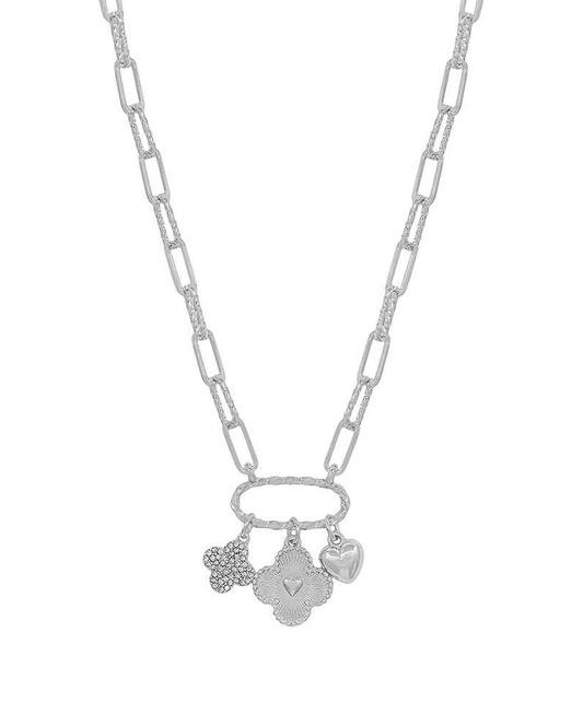 Clover & Heart Pendant Short Necklace