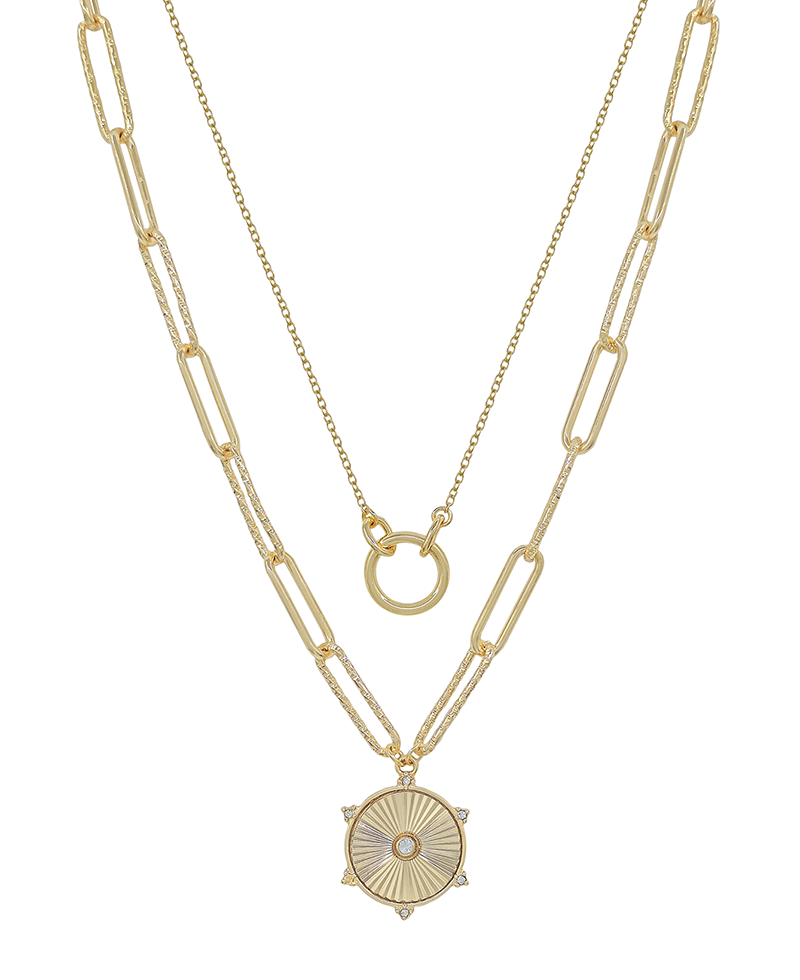 Layered Circle & Coin Short Necklace