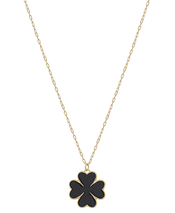 Clover Epoxy Color Pendant Short Necklace