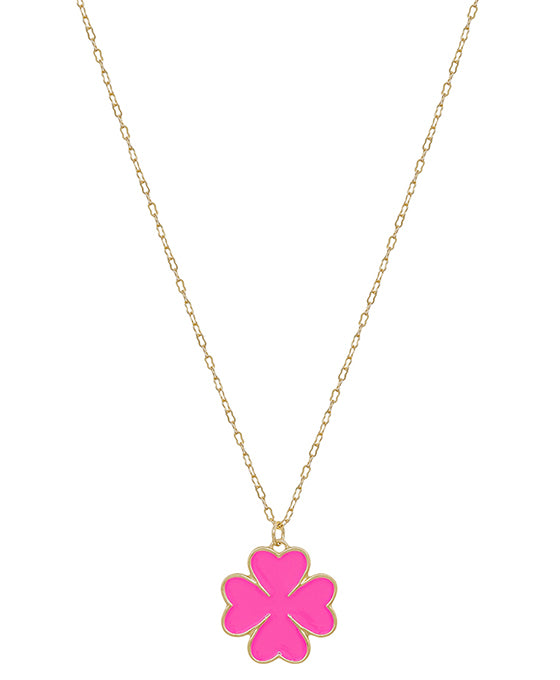 Clover Epoxy Color Pendant Short Necklace