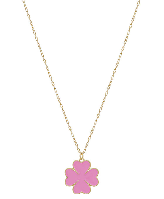 Clover Epoxy Color Pendant Short Necklace