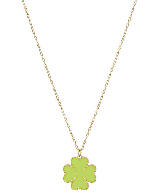 Clover Epoxy Color Pendant Short Necklace