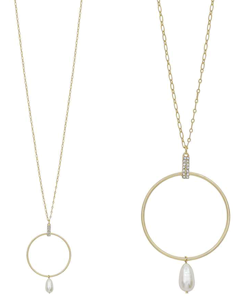 Circle w/ Fresh Pearl Drop Necklace