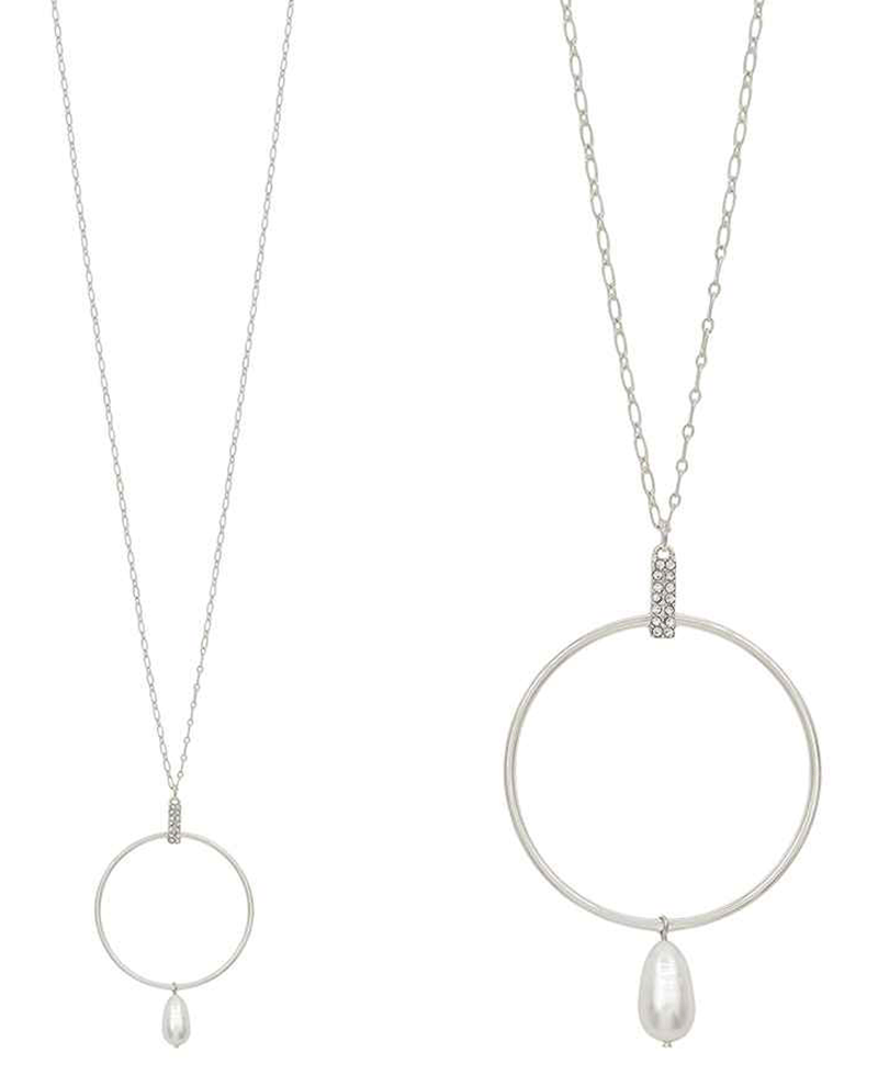 Circle w/ Fresh Pearl Drop Necklace