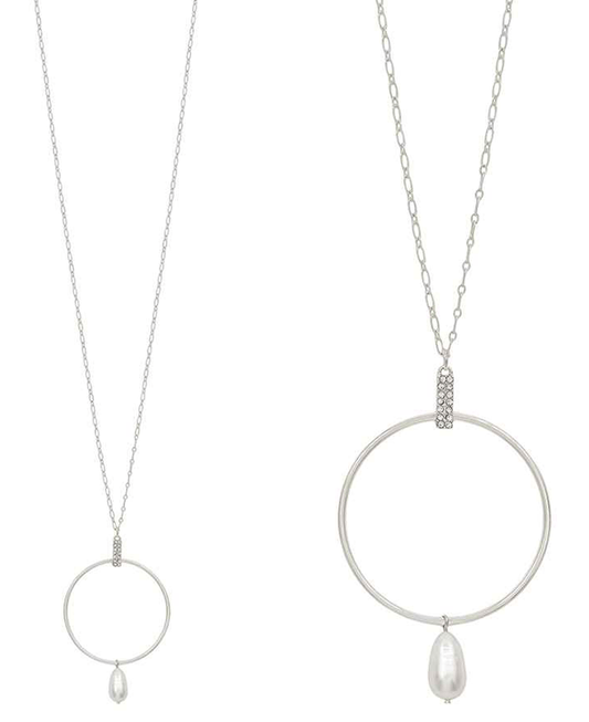 Circle w/ Fresh Pearl Drop Necklace