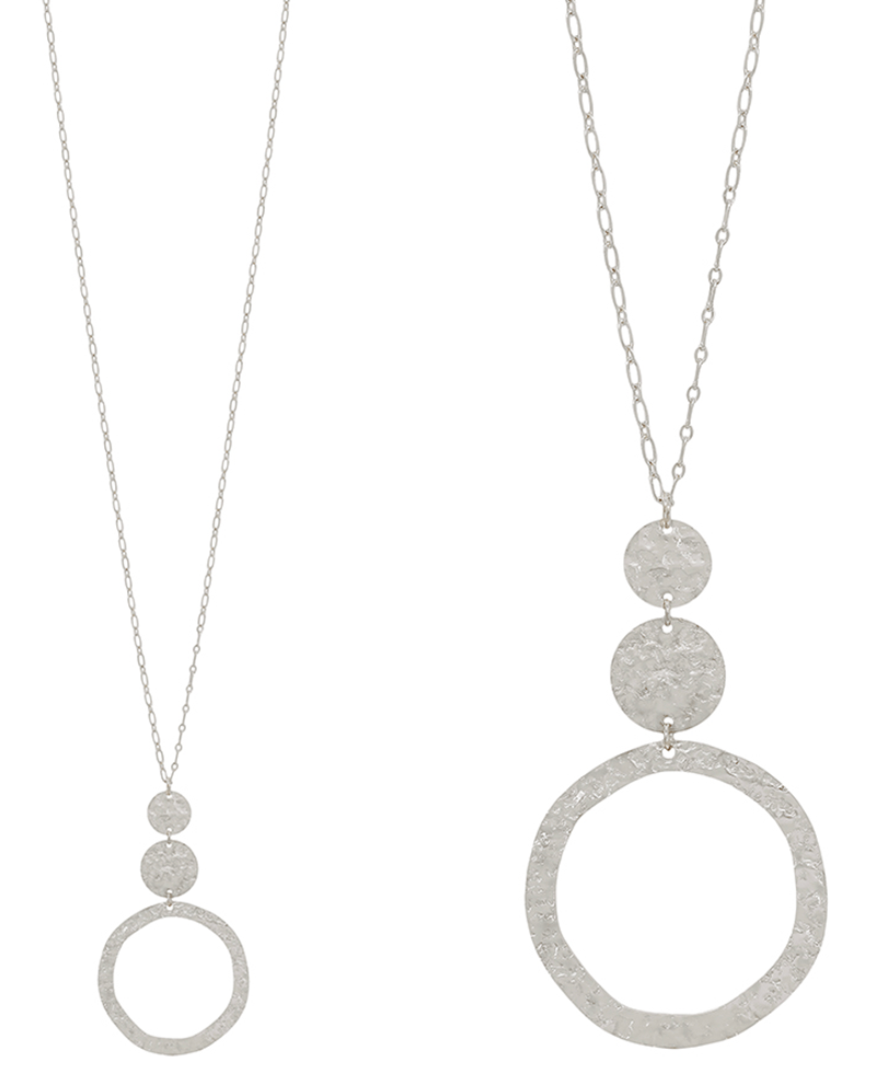 Round Texture Hammered Necklace