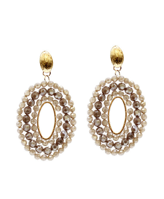 Oval Shape Beaded Post Earring