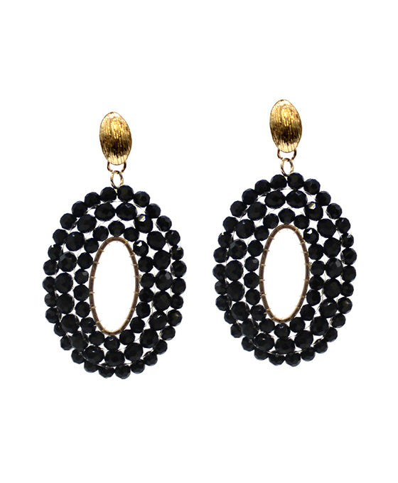 Oval Shape Beaded Post Earring