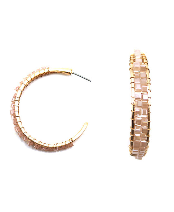 Wired Stone Hoop Earring