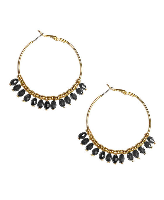 Metal Round w/ Beads Hoop Earring