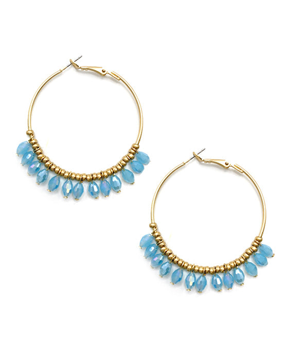 Metal Round w/ Beads Hoop Earring