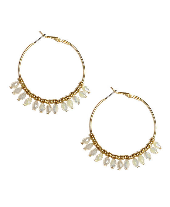 Metal Round w/ Beads Hoop Earring