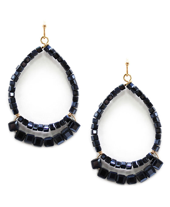 Square Beads Teardrop Earring