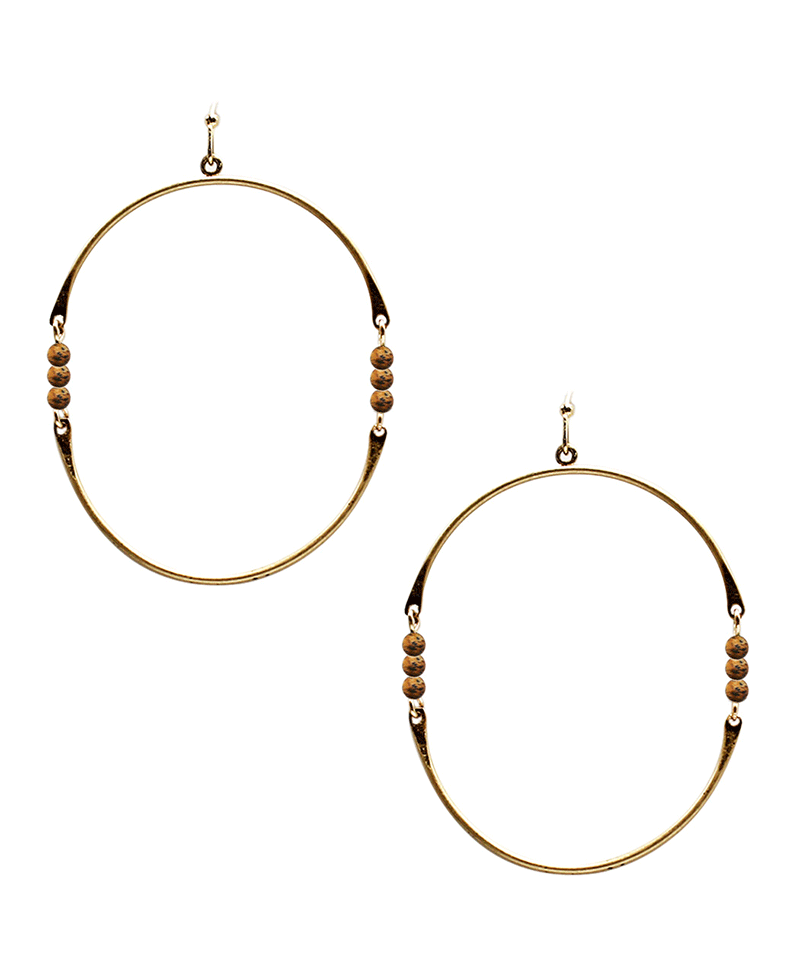 Stone Linked Wire Oval Shape Earring