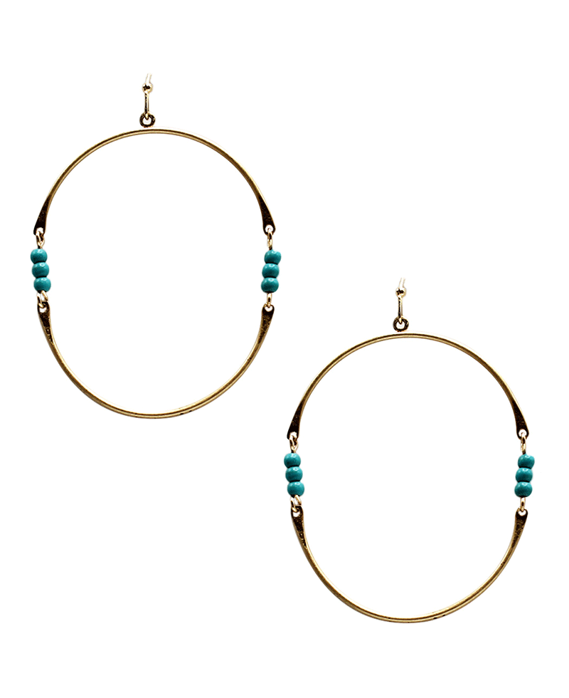 Stone Linked Wire Oval Shape Earring