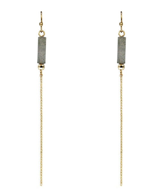 Stone Bar w/ Chain Drop Earring