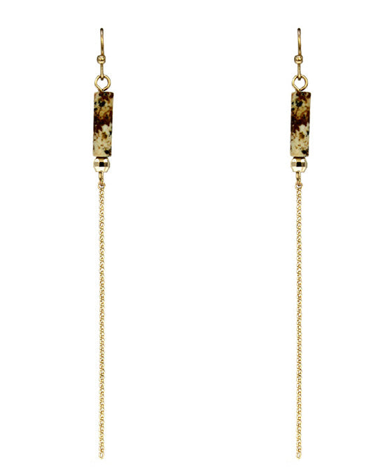 Stone Bar w/ Chain Drop Earring