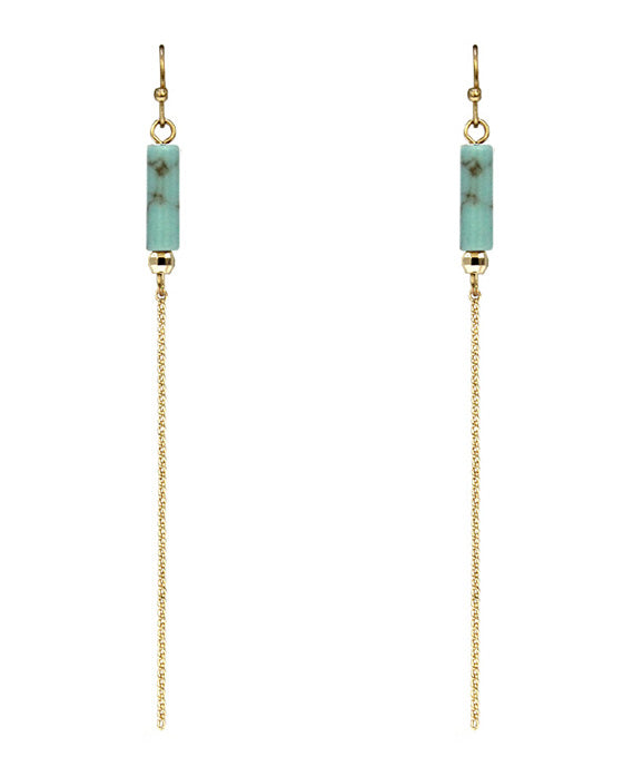 Stone Bar w/ Chain Drop Earring