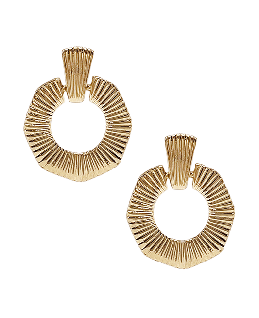 Serrated Round Shape Metal Earring