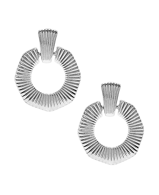 Serrated Round Shape Metal Earring