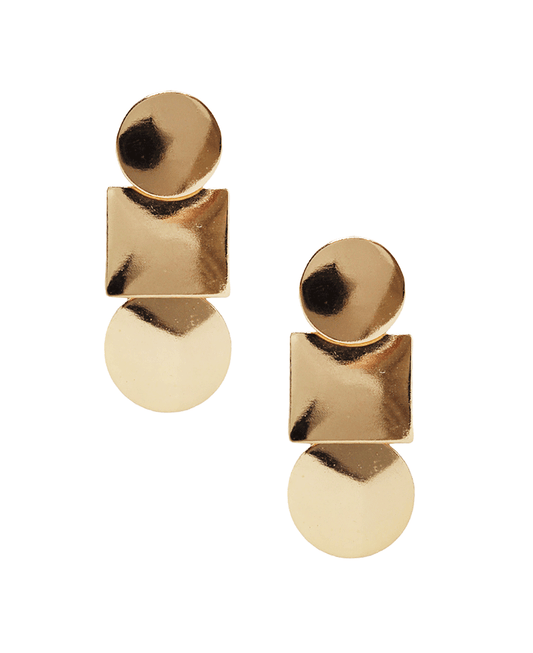 Linked Round & Square Metal Earring