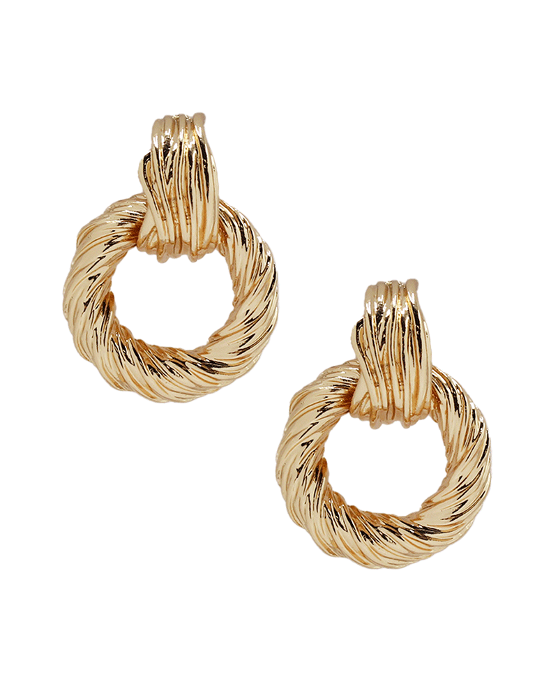 Twisted Metal Circle Drop Earring