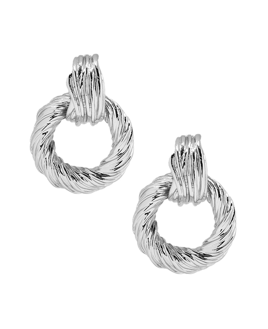 Twisted Metal Circle Drop Earring