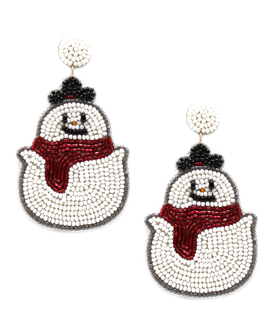 Christmas Beaded Snowman Earring