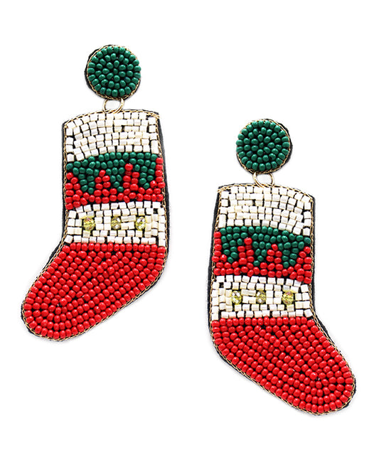 Christmas Beaded Socks Earring