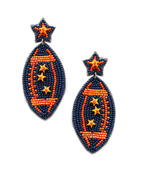 Beaded Football Shape Post Earring