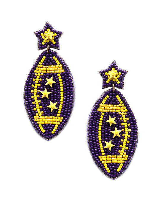 Beaded Football Shape Post Earring