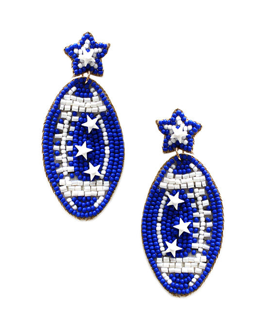 Beaded Football Shape Post Earring