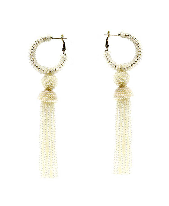 Seed Bead w/ Tassel Hoop Earring