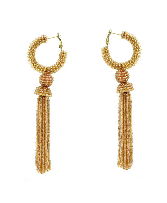 Seed Bead w/ Tassel Hoop Earring