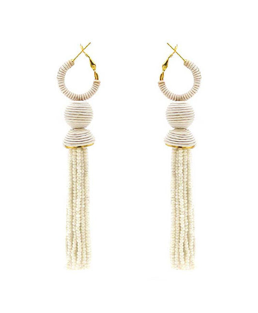 Seed Bead w/ Tassel Hoop Earring