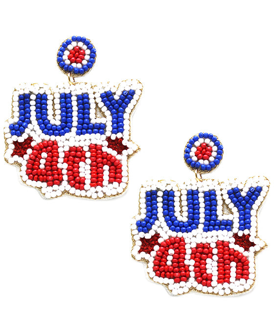 Seed Beaded July 4th Earring