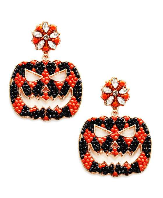 Halloween Beaded Pumpkin Earring